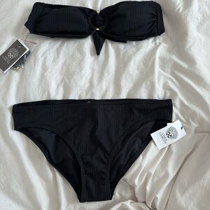 Black Ribbed Bikini Set